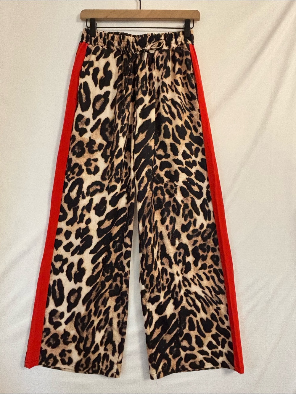 Cheetah Print and Red Stripe Wide Leg Pants Size Small